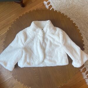 White Faux Fur Cropped Jacket